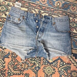 Levi's Light Blue Distressed Jean Shorts